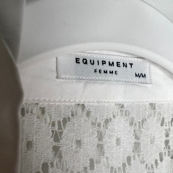 Equipment White Lace Sleeveless Button Up Blouse Size Medium - Picture 6 of 9